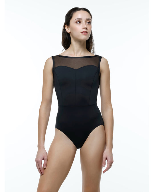 Suffolk Melrose Collection Illusion Sweetheart Mesh Neck Princess Seamed Low Back Tank Leotard - 2775A Womens