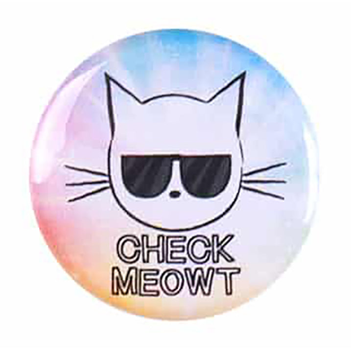 Sugar and Bruno Check Meowt Button - B1221