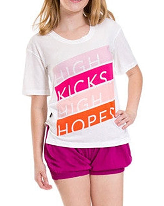 Sugar and Bruno High Kicks High Hopes Oversized T-Shirt - D7453 Womens - White