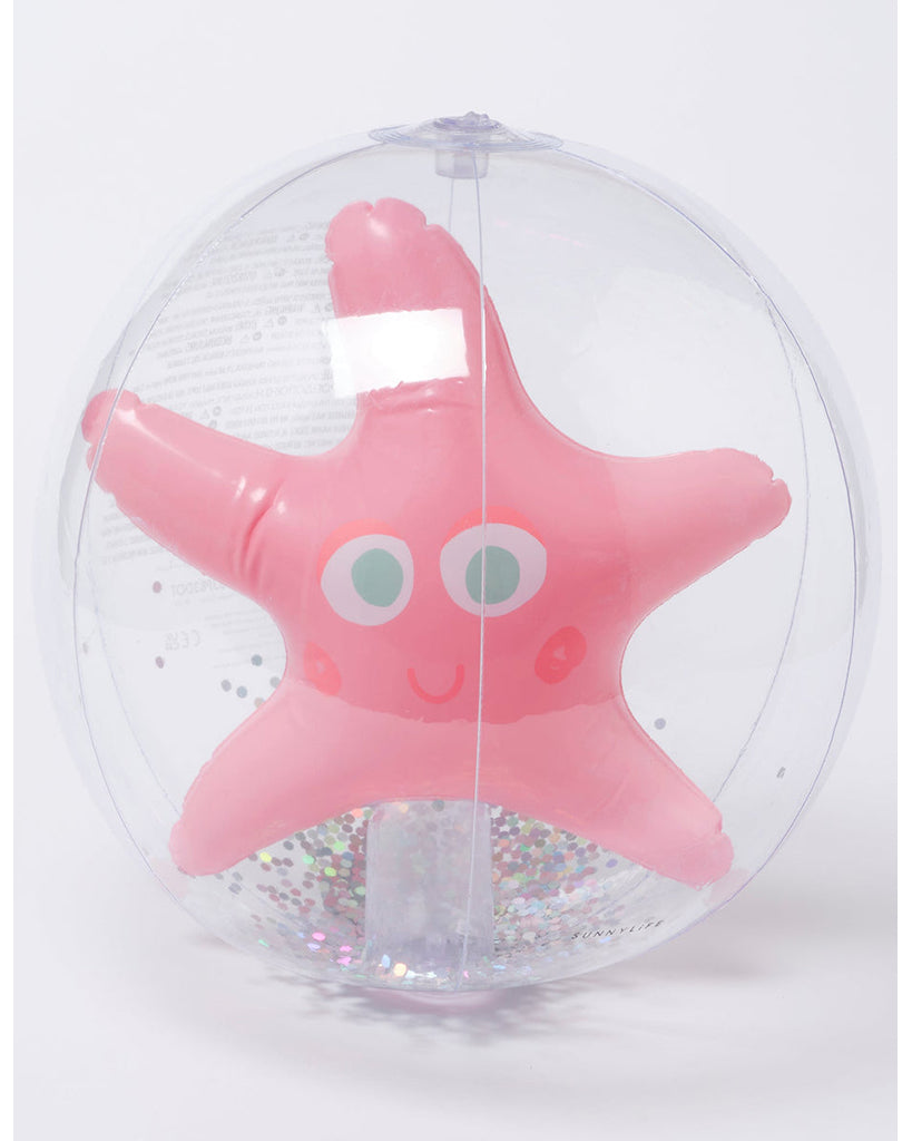 Sunnylife 3D Inflatable Beach Ball - Rose Starfish / Silver Glitter