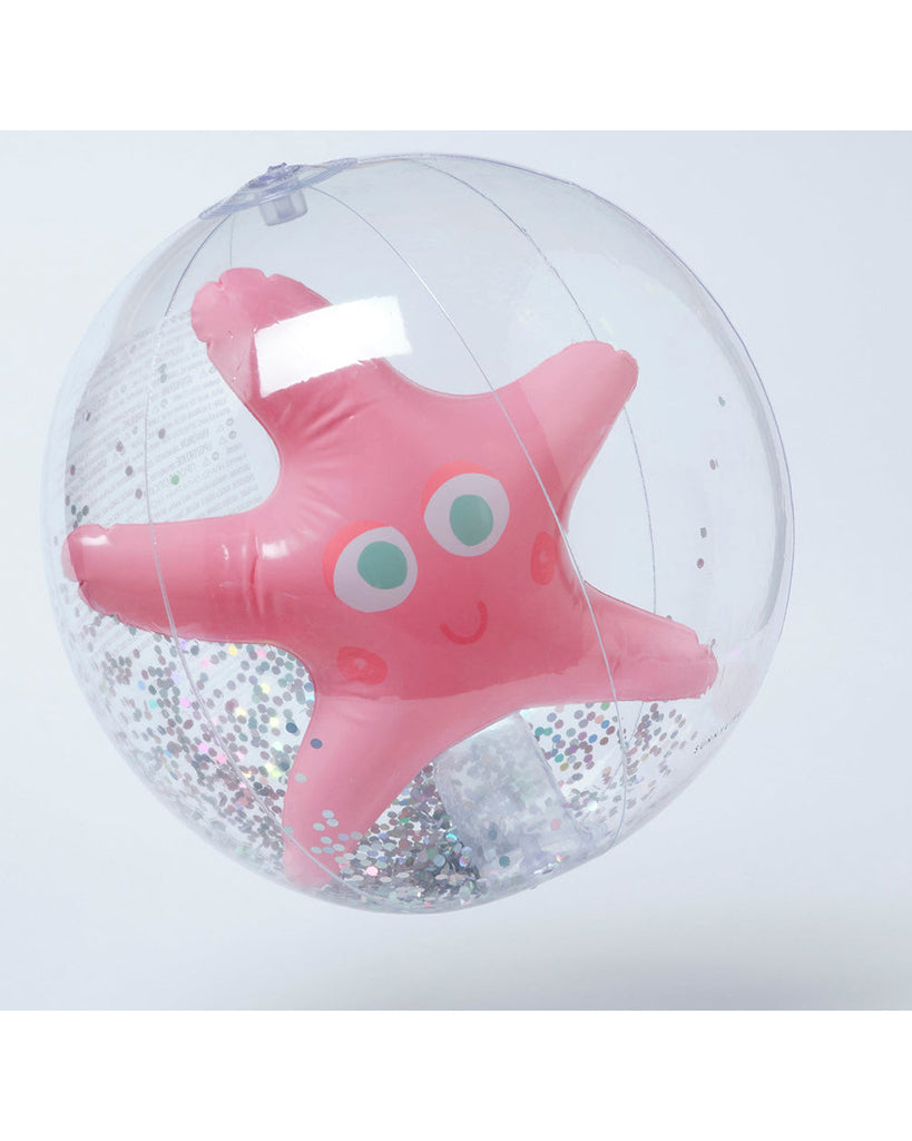 Sunnylife 3D Inflatable Beach Ball - Rose Starfish / Silver Glitter