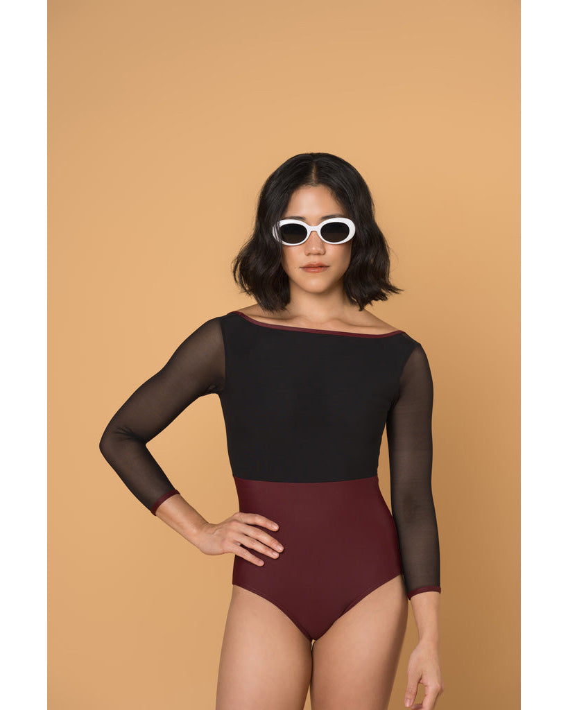 Supertone Bolt Collection Avery Mesh 3/4 Long Sleeve Leotard - Womens