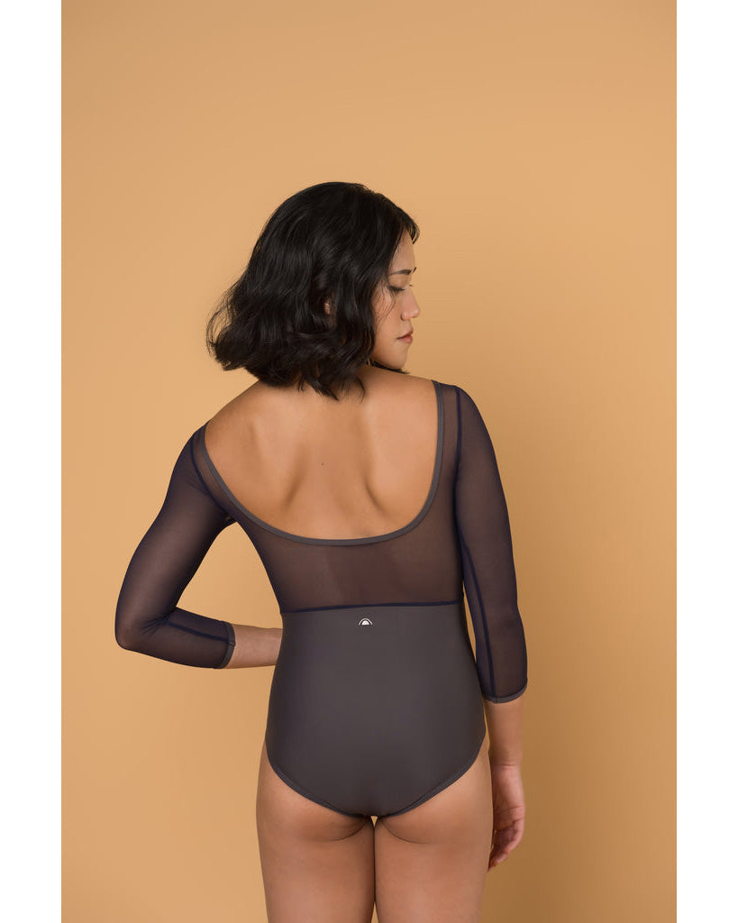 Supertone Bolt Collection Avery Mesh 3/4 Long Sleeve Leotard - Womens