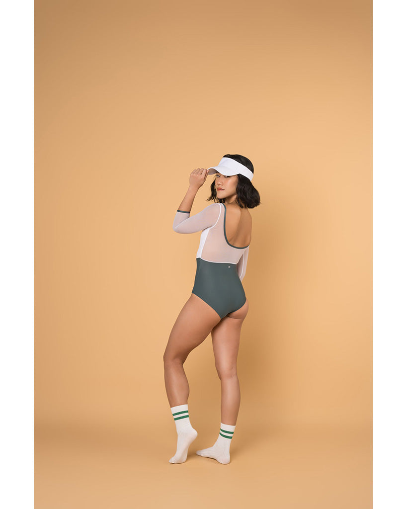 Supertone Bolt Collection Avery Mesh 3/4 Long Sleeve Leotard - Womens