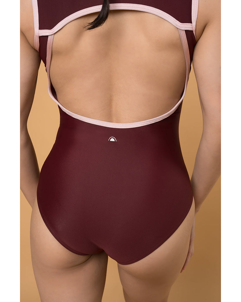 Supertone Bolt Collection Lexi High Neck Zip Front Open Back Sleeveless Leotard - Women