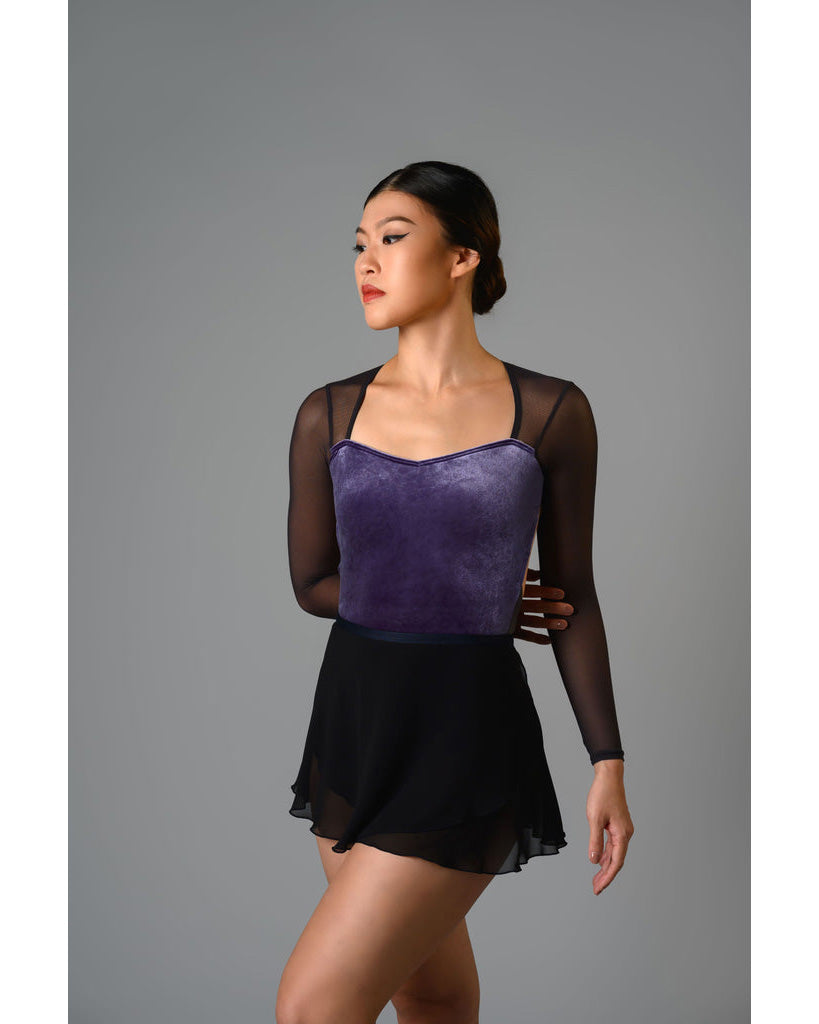 Supertone Couture Collection Megan with Velvet &amp; Mesh Long Sleeve Leotard - Womens