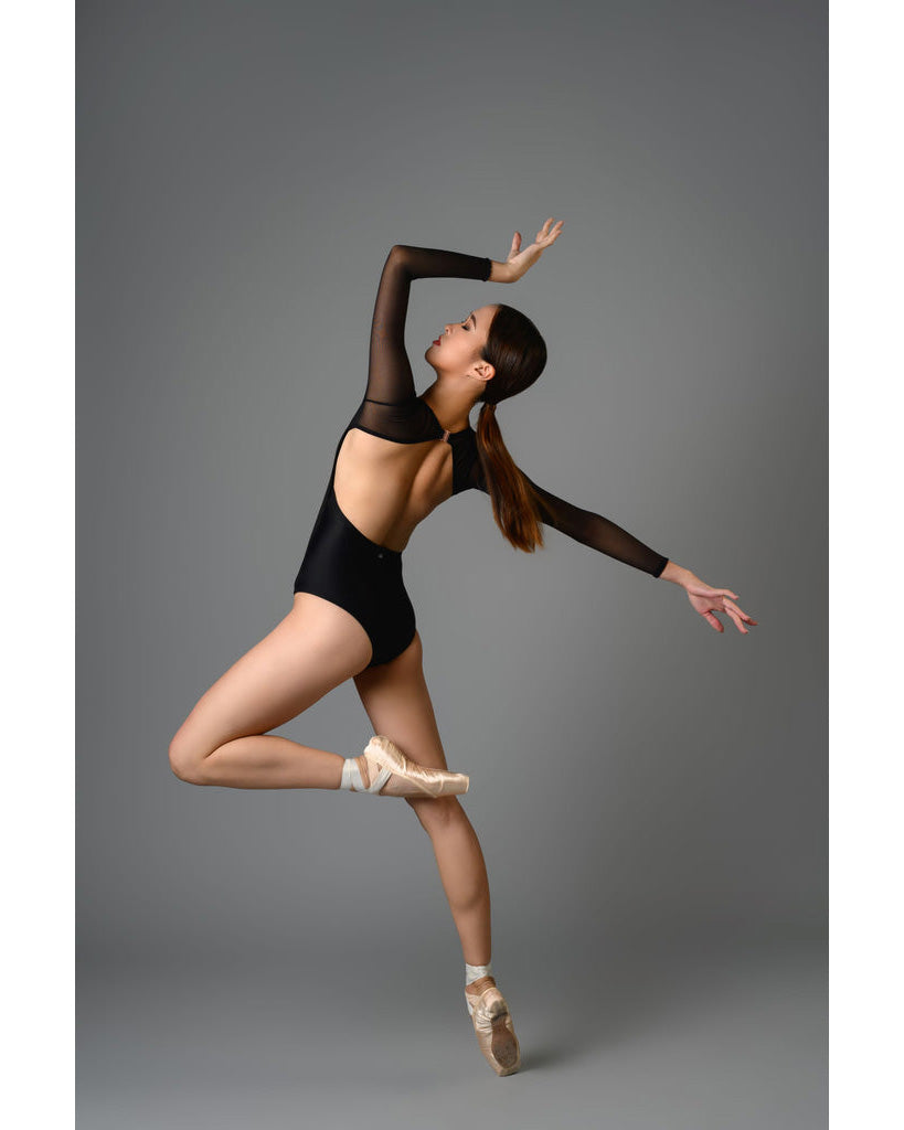 Supertone Couture Collection Megan with Velvet &amp; Mesh Long Sleeve Leotard - Womens