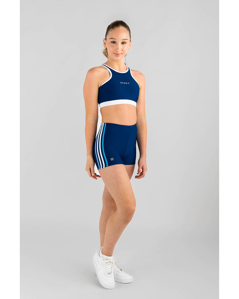 Sylvia P Ellis Side Stripe Shorts - Girls - Navy / White