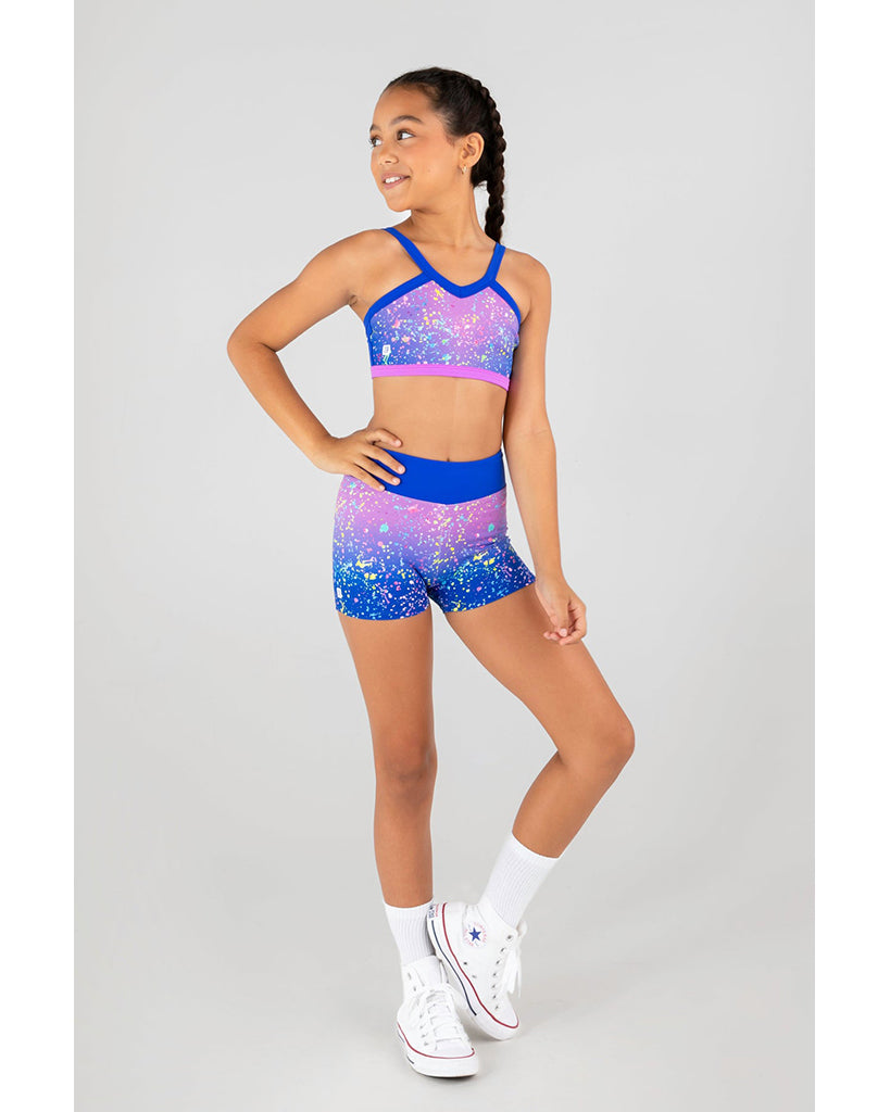 Sylvia P Rainbow City Gymnastic Shorts - Girls - Purple / Royal Blue / Ombre