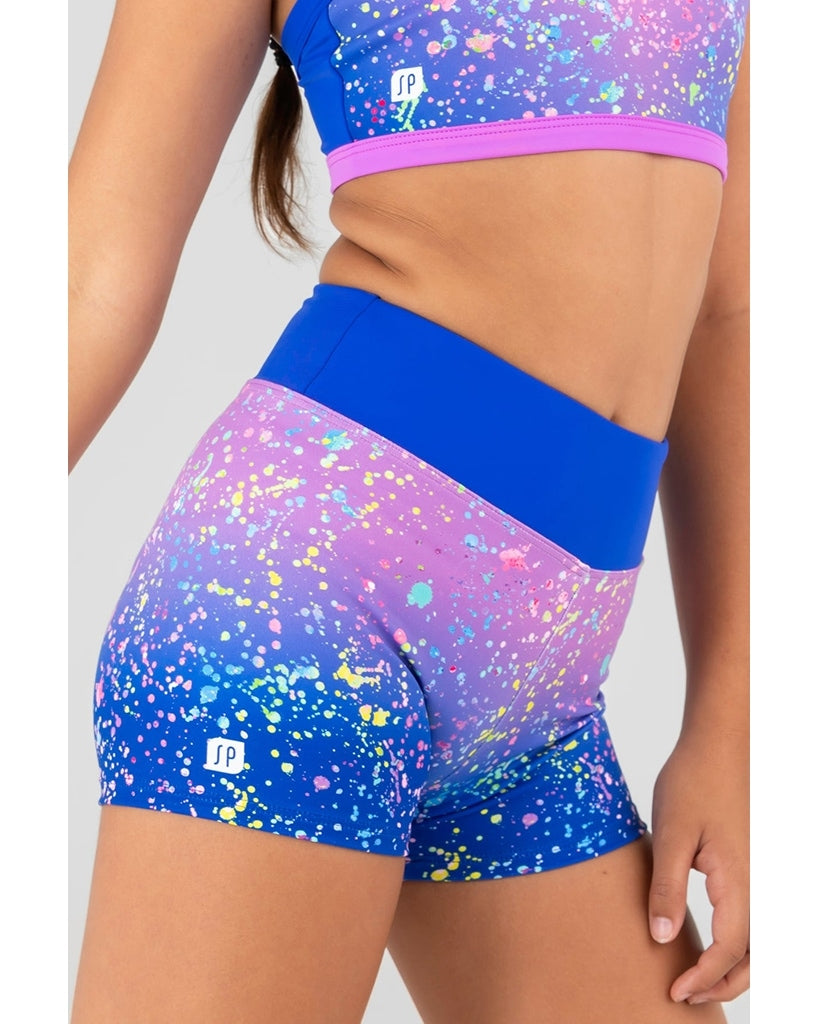 Sylvia P Rainbow City Gymnastic Shorts - Girls - Purple / Royal Blue / Ombre