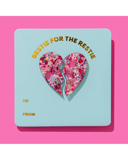 Taylor Elliott Designs 2 Pins Gift Card Holder - Best Friends Heart Pink Confetti