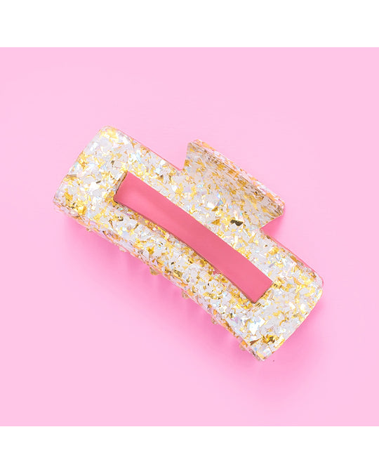 Taylor Elliott Designs Claw Hair Clip Large - Pearl + Gold Confetti