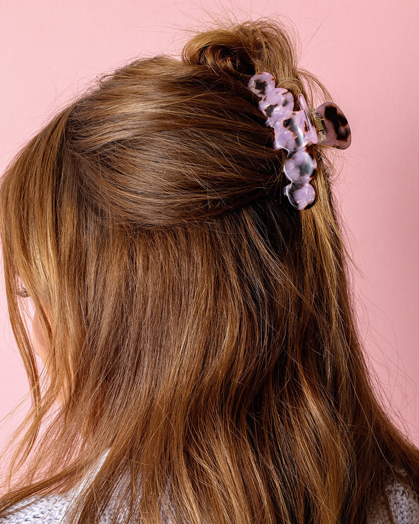 Taylor Elliott Designs Claw Hair Clip Medium - Pink + Black Tortoise