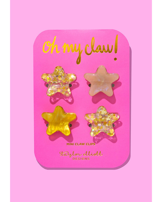 Taylor Elliott Designs Claw Hair Clips Mini Set of 4 - Assorted Gold Confetti Stars