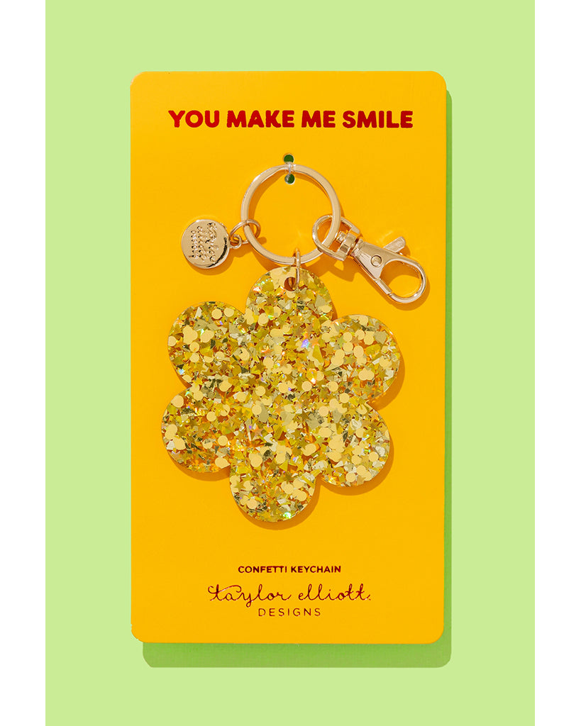 Taylor Elliott Designs Flower Keychain - Gold Confetti