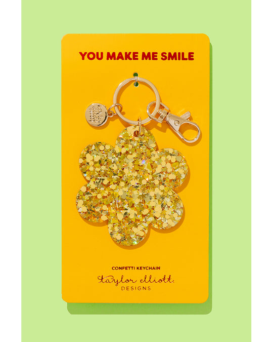 Taylor Elliott Designs Flower Keychain - Gold Confetti