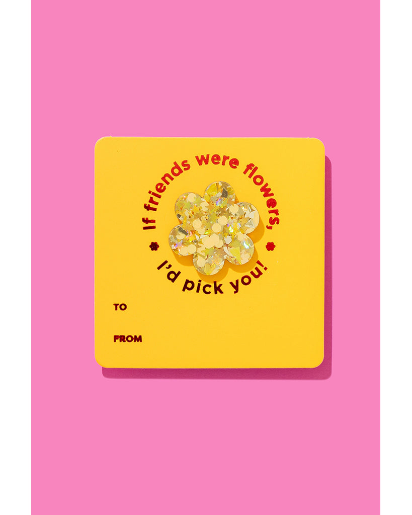 Taylor Elliott Designs Friendship Flower Pin with Affirmation Gift Card Holder - Gold Confetti