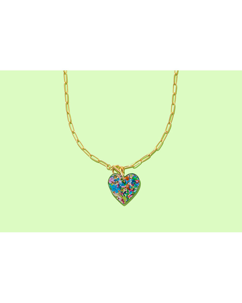 Taylor Elliott Designs Heart Pendant Paperclip Chain Necklace - Colourful Confetti
