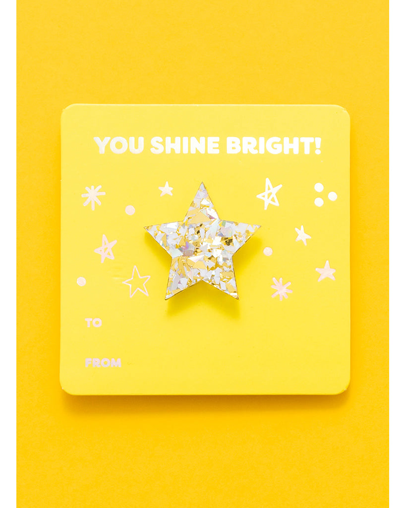 Taylor Elliott Designs Star Pin with Affirmation Gift Card Holder - Pearl + Gold Confetti