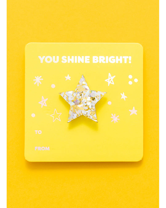Taylor Elliott Designs Star Pin with Affirmation Gift Card Holder - Pearl + Gold Confetti
