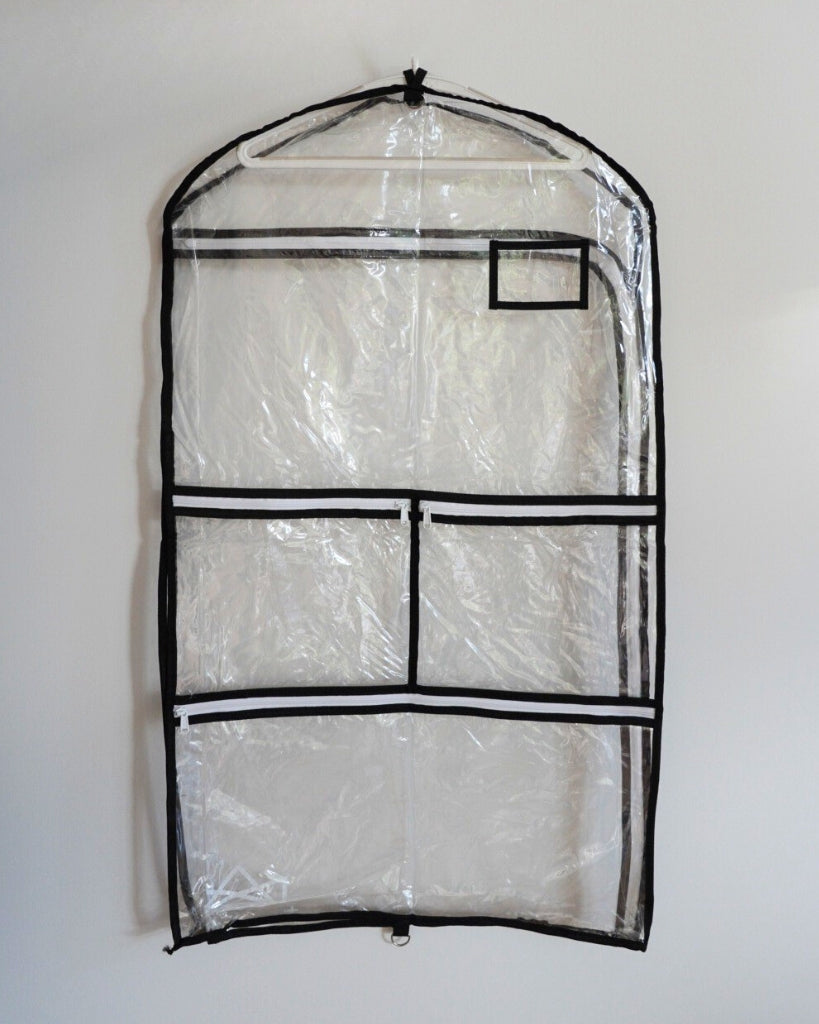 Tiaras and Tendus Clear Vinyl Garment Bag With Pockets