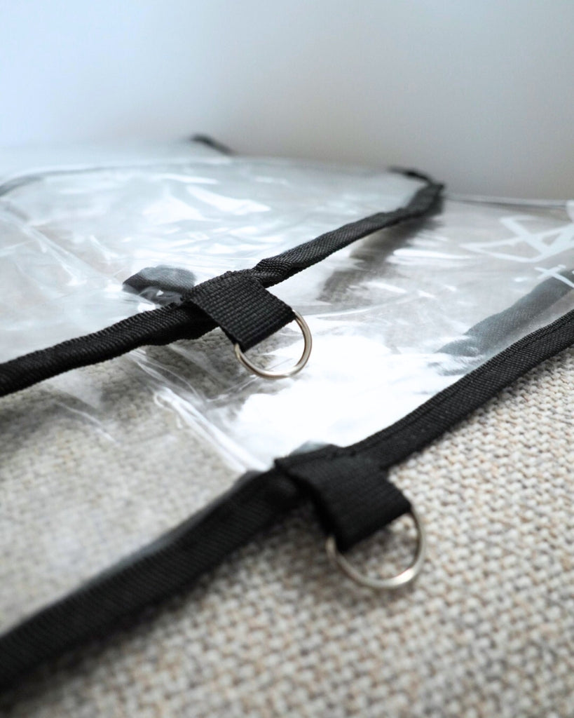 Tiaras and Tendus Clear Vinyl Garment Bag With Pockets