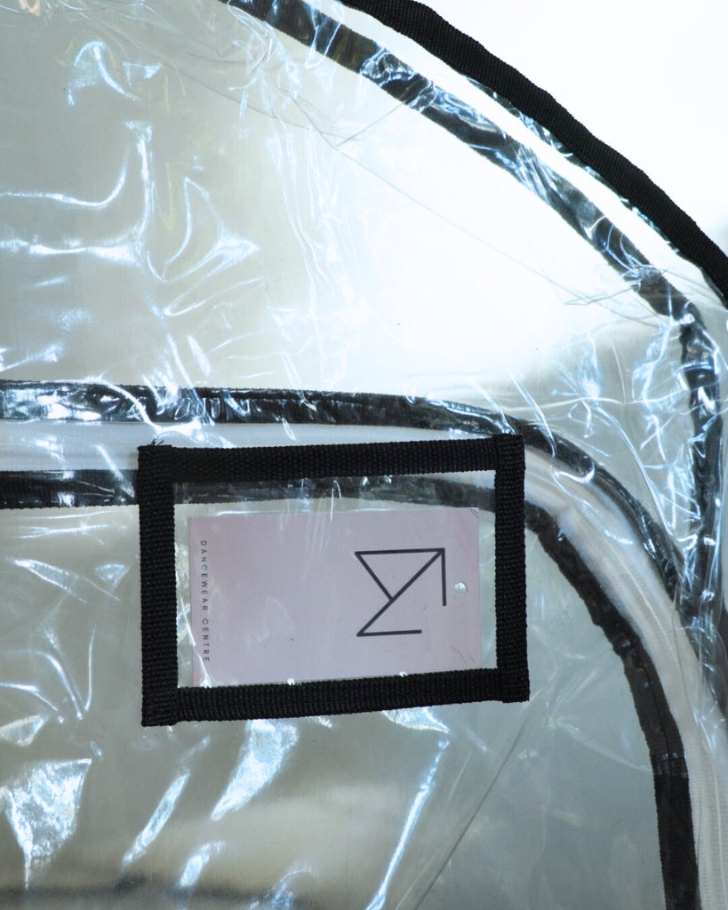 Tiaras and Tendus Clear Vinyl Garment Bag With Pockets