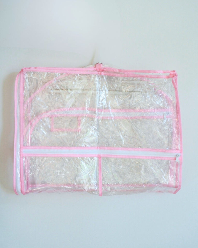 Tiaras and Tendus Clear Vinyl Garment Bag With Pockets