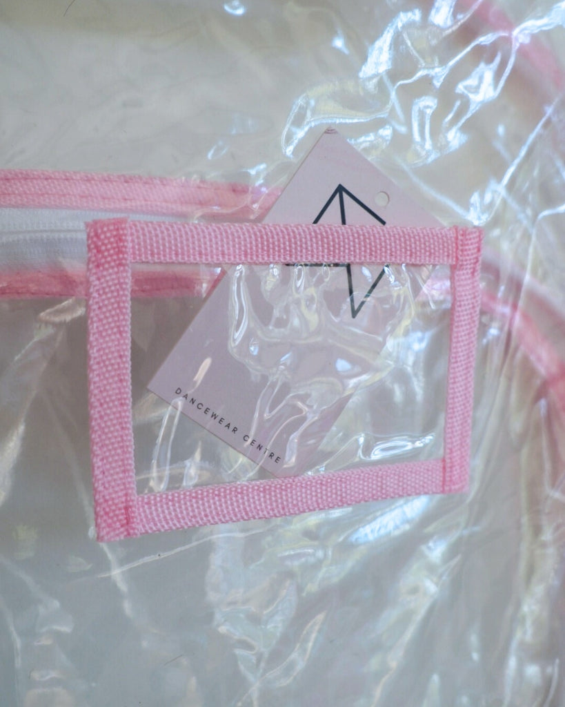 Tiaras and Tendus Clear Vinyl Garment Bag With Pockets