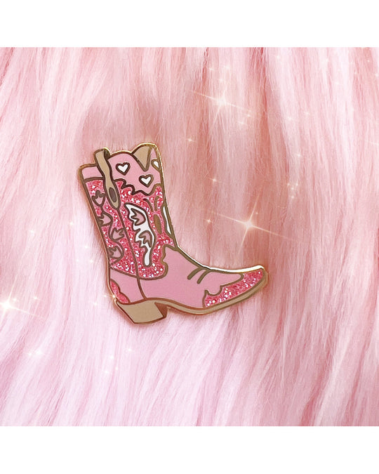 Wildflower & Co. Cowgirl Boot Enamel Pin - Pink
