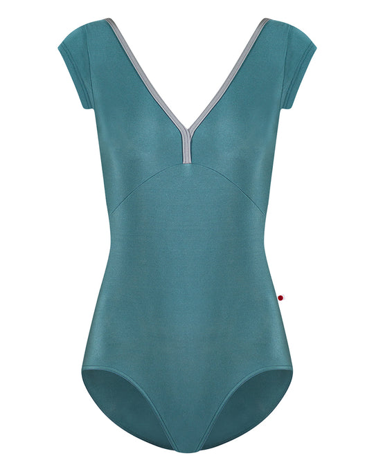 Yumiko Alicia Double V Front & Back Cap Sleeve Leotard - Womens - Frost / Sterling