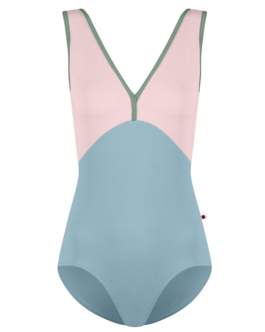 Yumiko Alicia Double V Front & Back Sleeveless Leotard - Womens - Fog / Petal / Sage