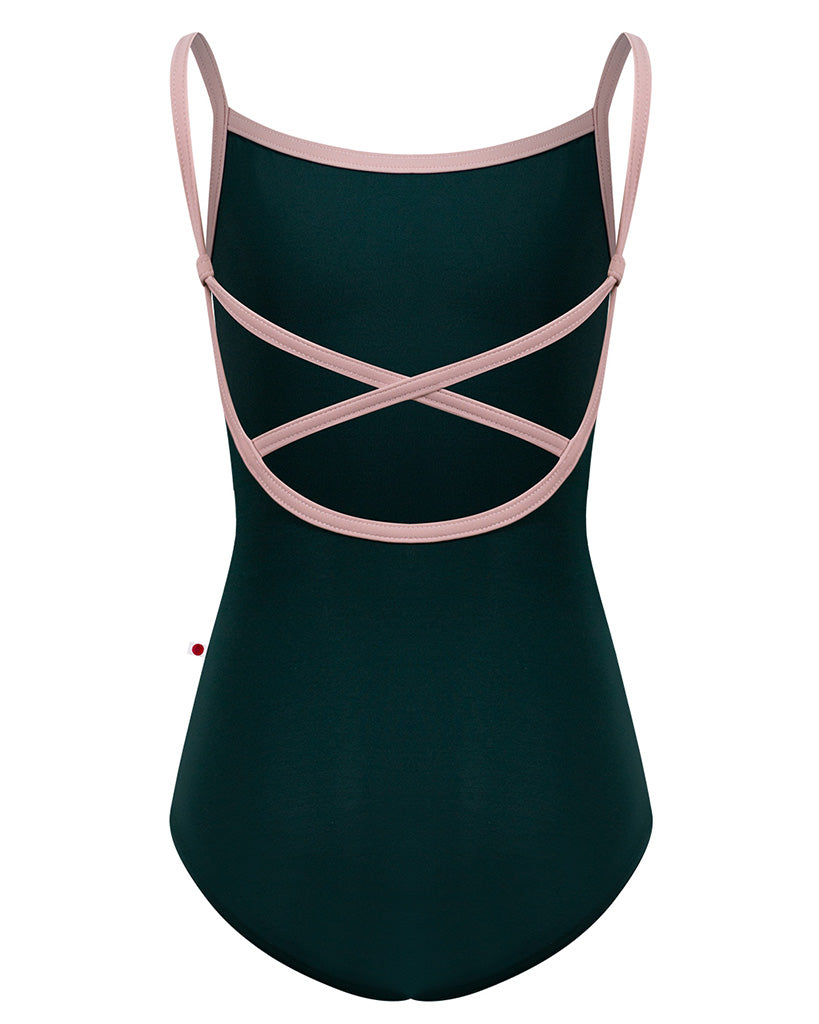 Yumiko Daniela Cross Back Camisole Leotard - Girls - Kale / Petal