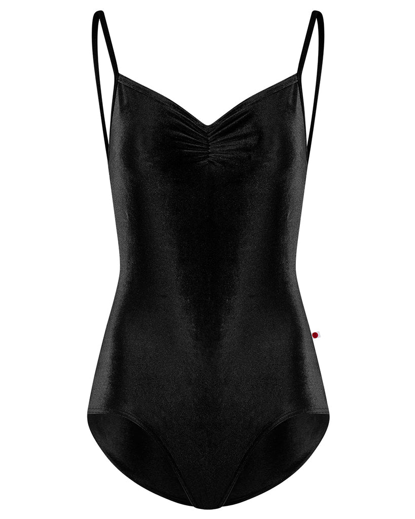 Yumiko Daniela in Velvet Pinch Front Cross Strap Camisole Leotard - Womens - Black