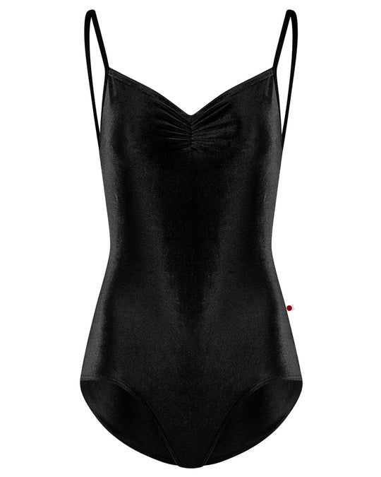 Yumiko Daniela in Velvet Pinch Front Cross Strap Camisole Leotard - Womens - Black