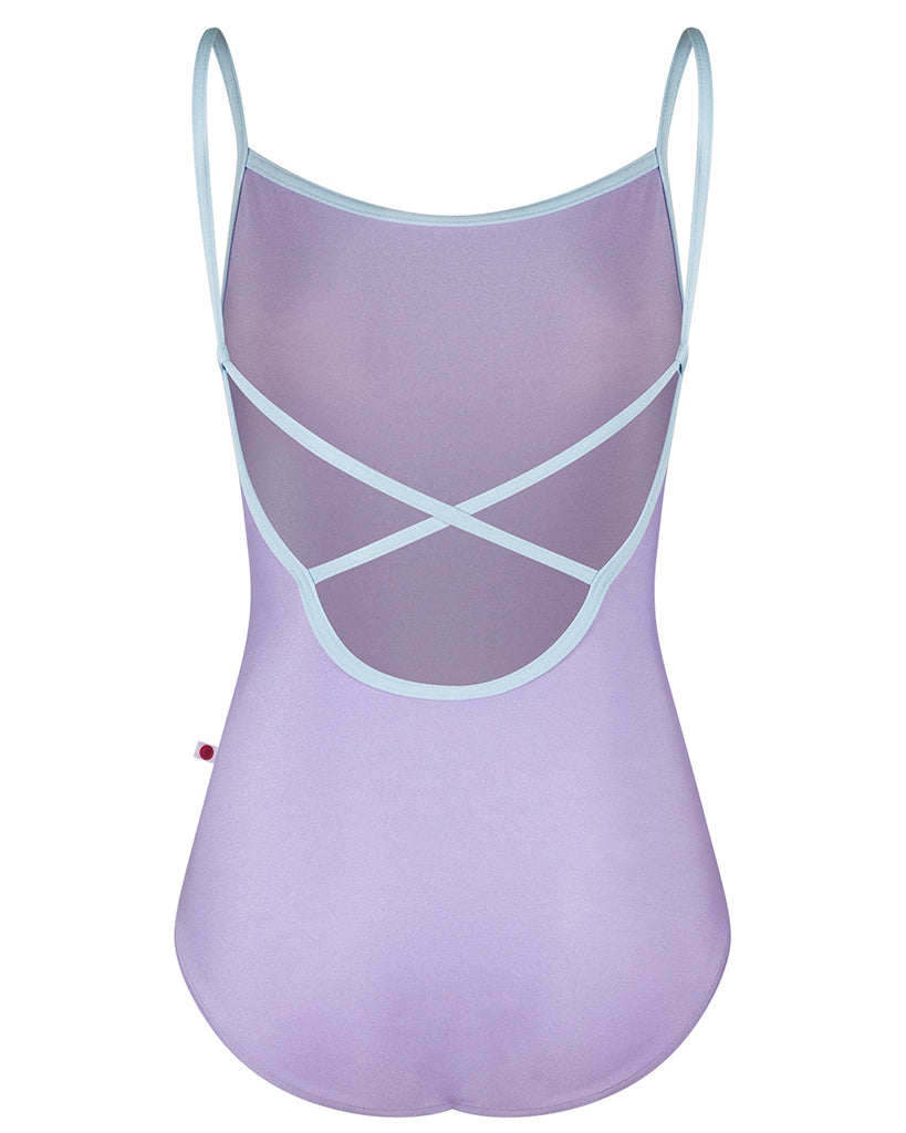 Yumiko Daniela with Velvet Trim Cross Strap Camisole Leotard - Womens - Poem / Serenade