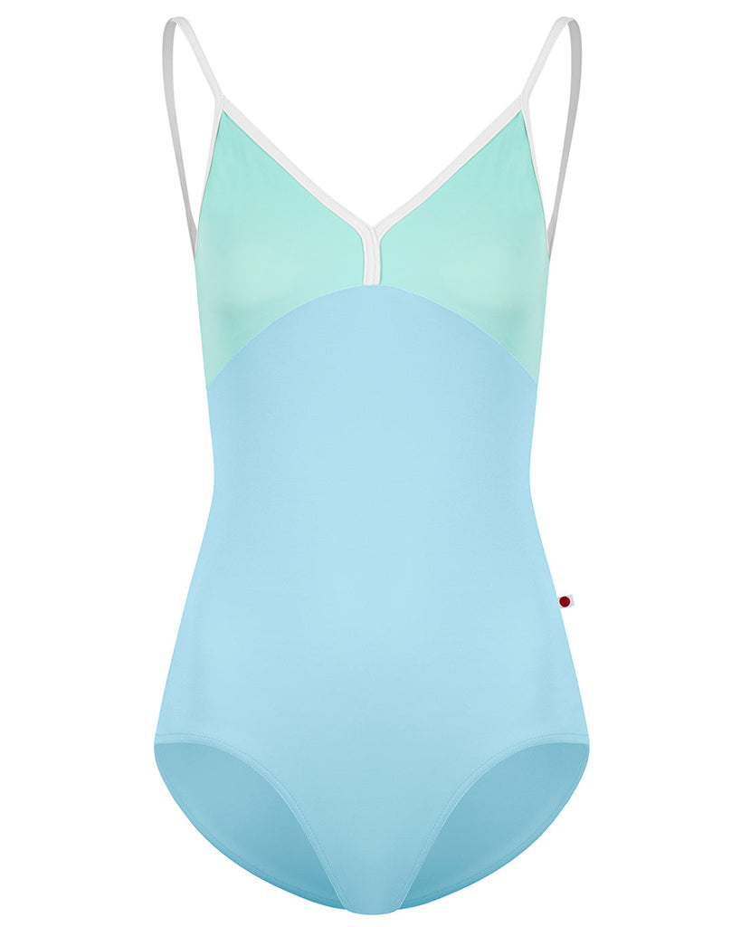 Yumiko Daria Double V Neck Camisole Leotard - Womens - Pool / Frozen / White