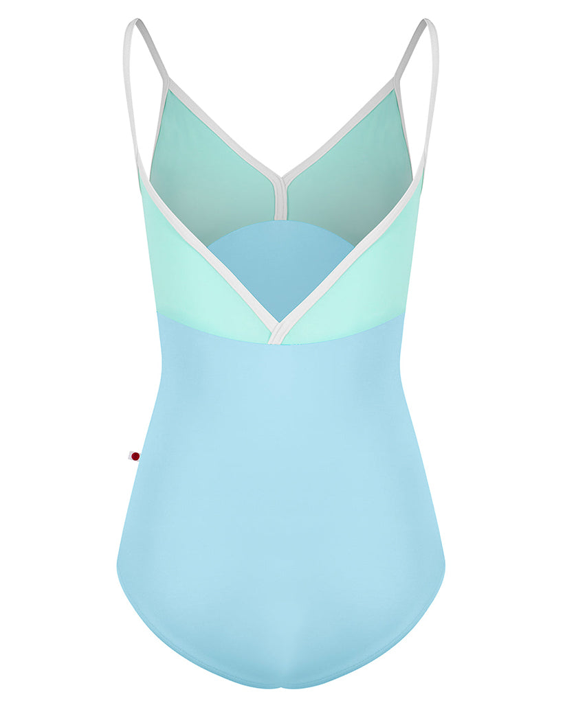 Yumiko Daria Double V Neck Camisole Leotard - Womens - Pool / Frozen / White