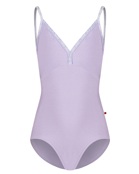 Yumiko Daria with Crushed Velvet Trim V Neck Camisole Leotard - Girls - Poem / Angelic