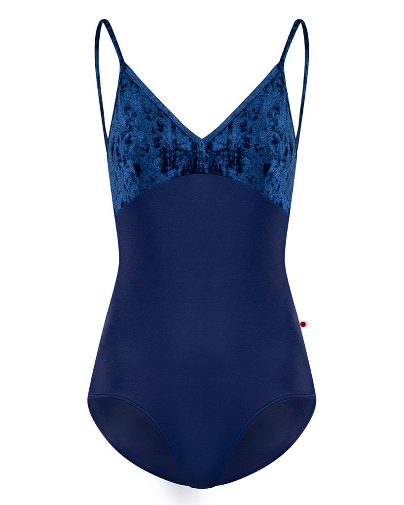 Yumiko Daria with Crushed Velvet V-Front &amp; Back Camisole Leotard - Womens - Cosmo / Dark Blue