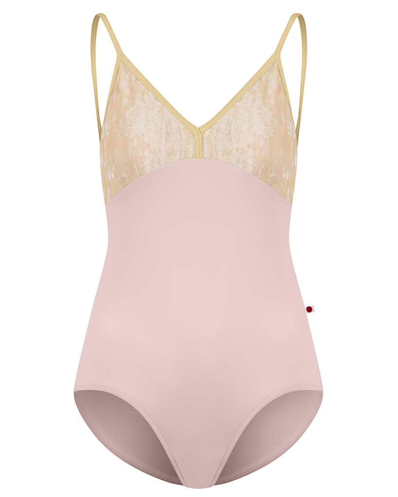 Yumiko Daria with Crushed Velvet V-Front & Back Camisole Leotard - Womens - Petal / Vanilla