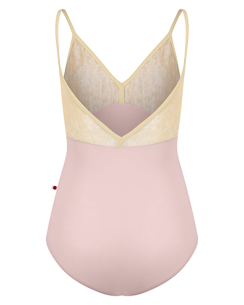 Yumiko Daria with Crushed Velvet V-Front & Back Camisole Leotard - Womens - Petal / Vanilla