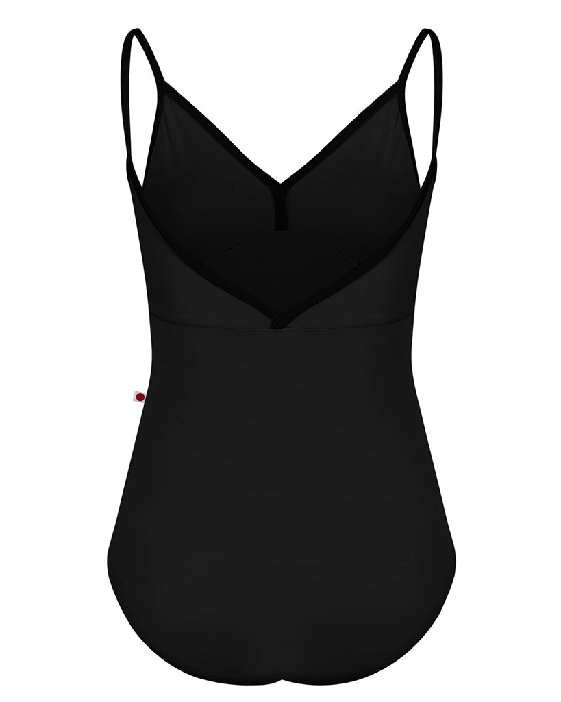 Yumiko Daria with Velvet Trim V-Front &amp; Back Camisole Leotard - Womens - Black
