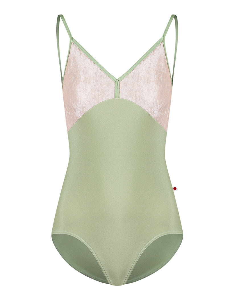 Yumiko Daria with Velvet V-Front &amp; Back Camisole Leotard - Womens - Ginko / Misty Rose