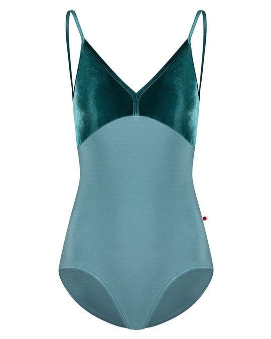 Yumiko Daria with Velvet V Neck Camisole Leotard - Women - Frost / Orbit