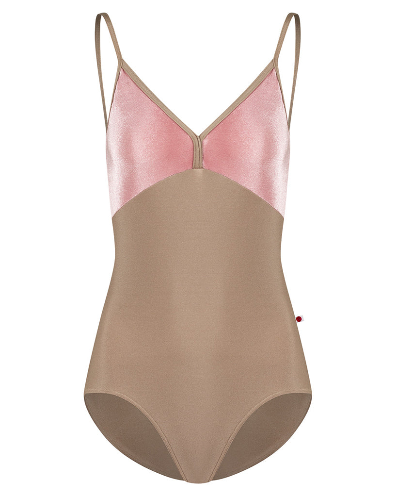 Yumiko Daria with Velvet V Neck Camisole Leotard - Women - Toffee / Dreamy