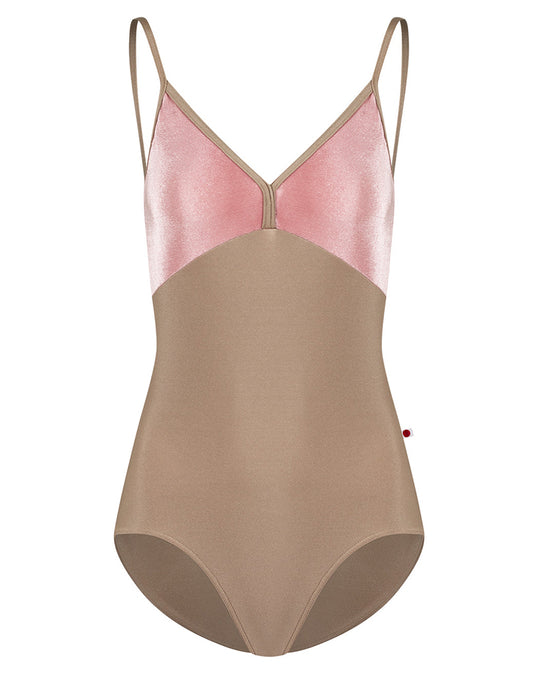Yumiko Daria with Velvet V Neck Camisole Leotard - Women - Toffee / Dreamy