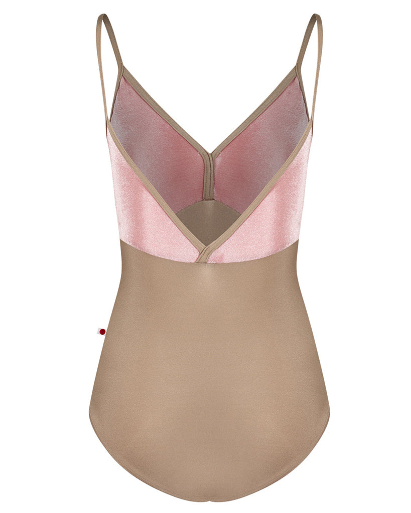 Yumiko Daria with Velvet V Neck Camisole Leotard - Women - Toffee / Dreamy