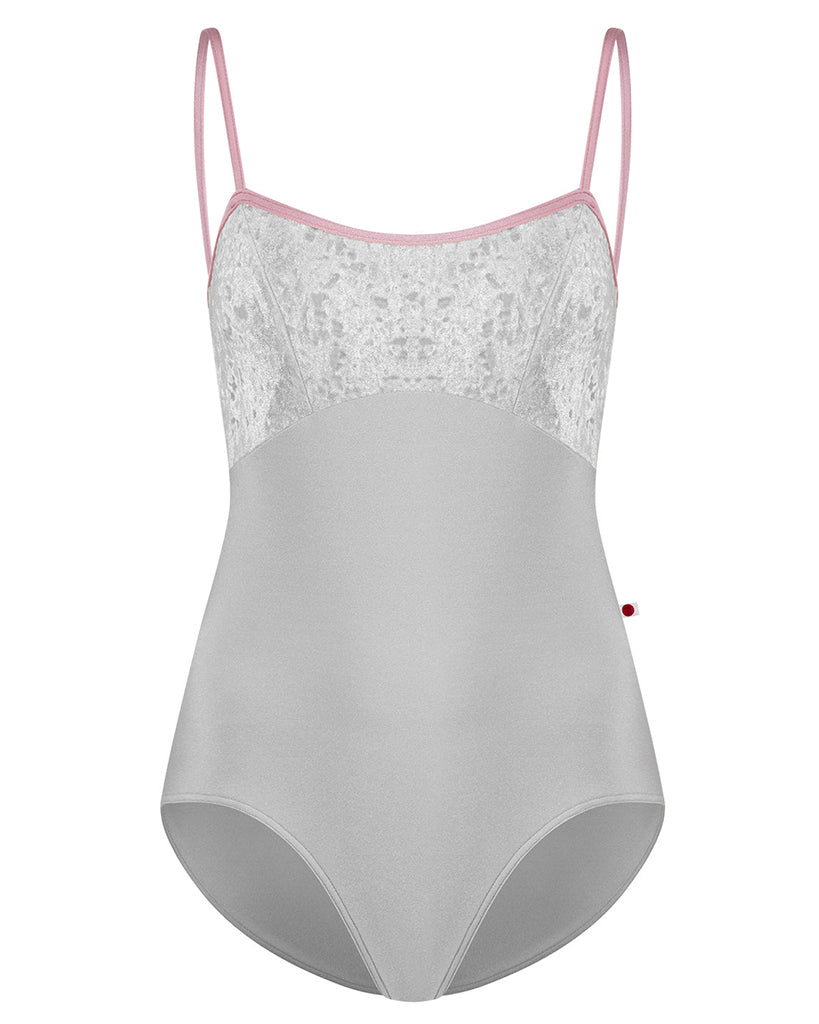 Yumiko Denise with Crushed Velvet Princess Seamed Camisole Leotard - Womens - Silver / Magic
