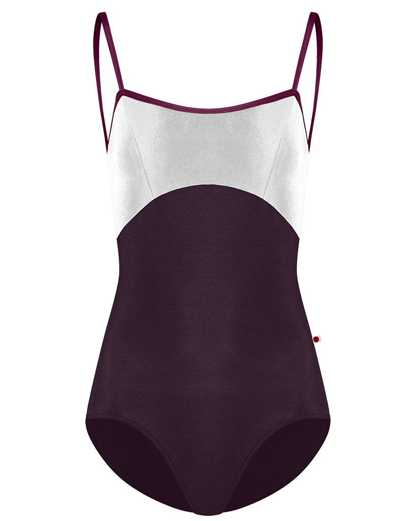 Yumiko Denise with Velvet Princess Seamed Camisole Leotard - Womens - Eggplant / White / Opera